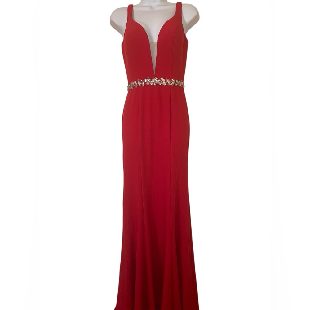 Cinderella Red Embellished Maxi Gown for Weddings